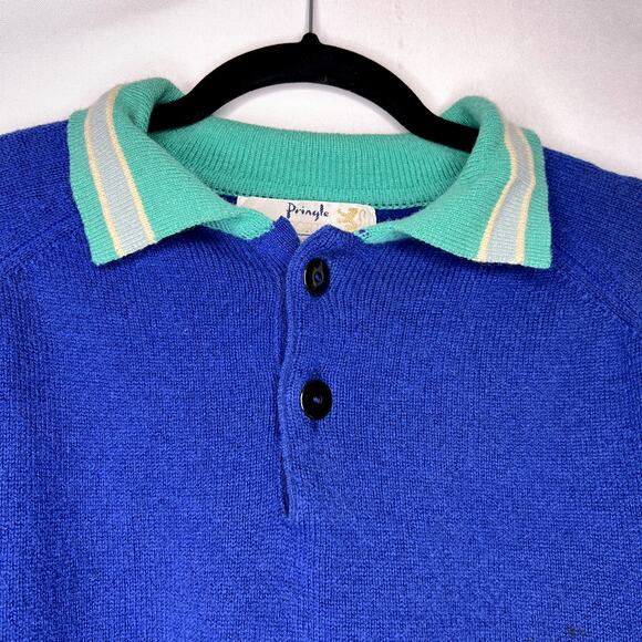 Pringle Sports Wool Sweater Vintage Long Sleeve Pullover Warm Collared Neck Sz M - Picture 7 of 12
